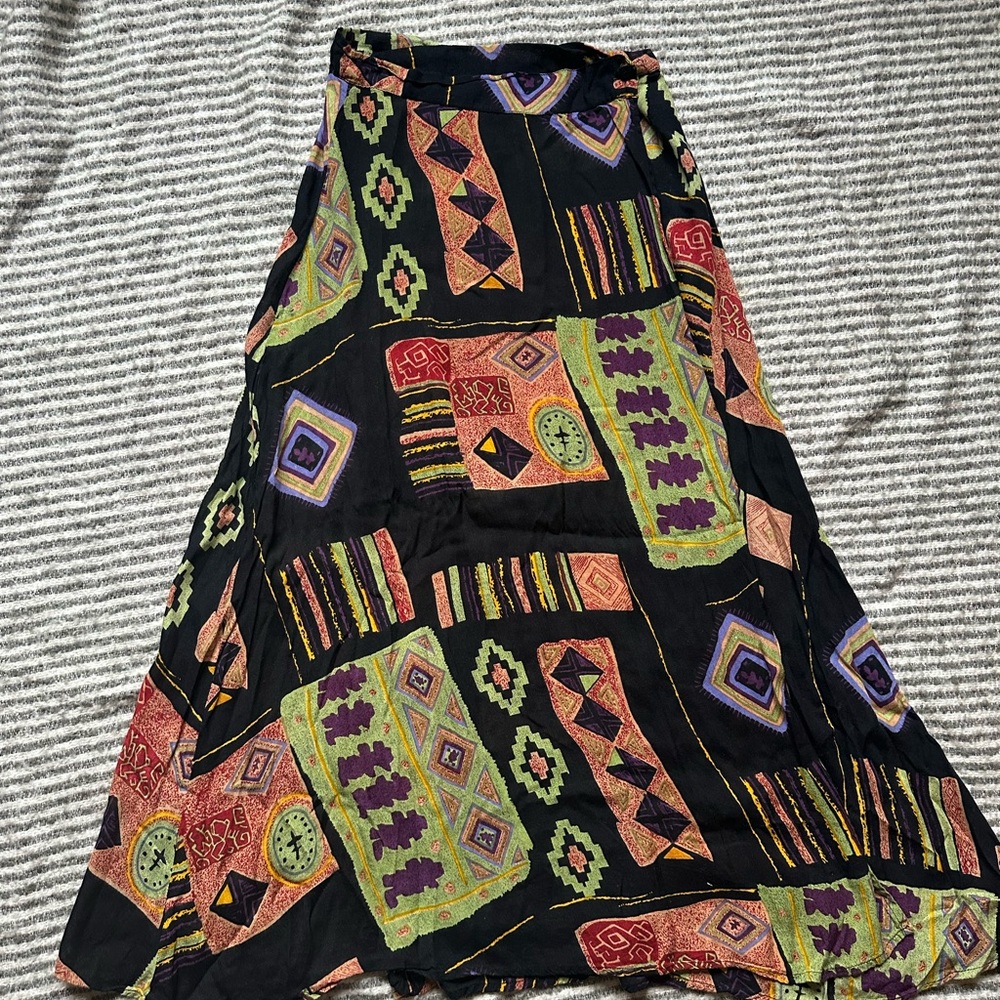 Vintage Bohemian Patchwork Wrap Skirt